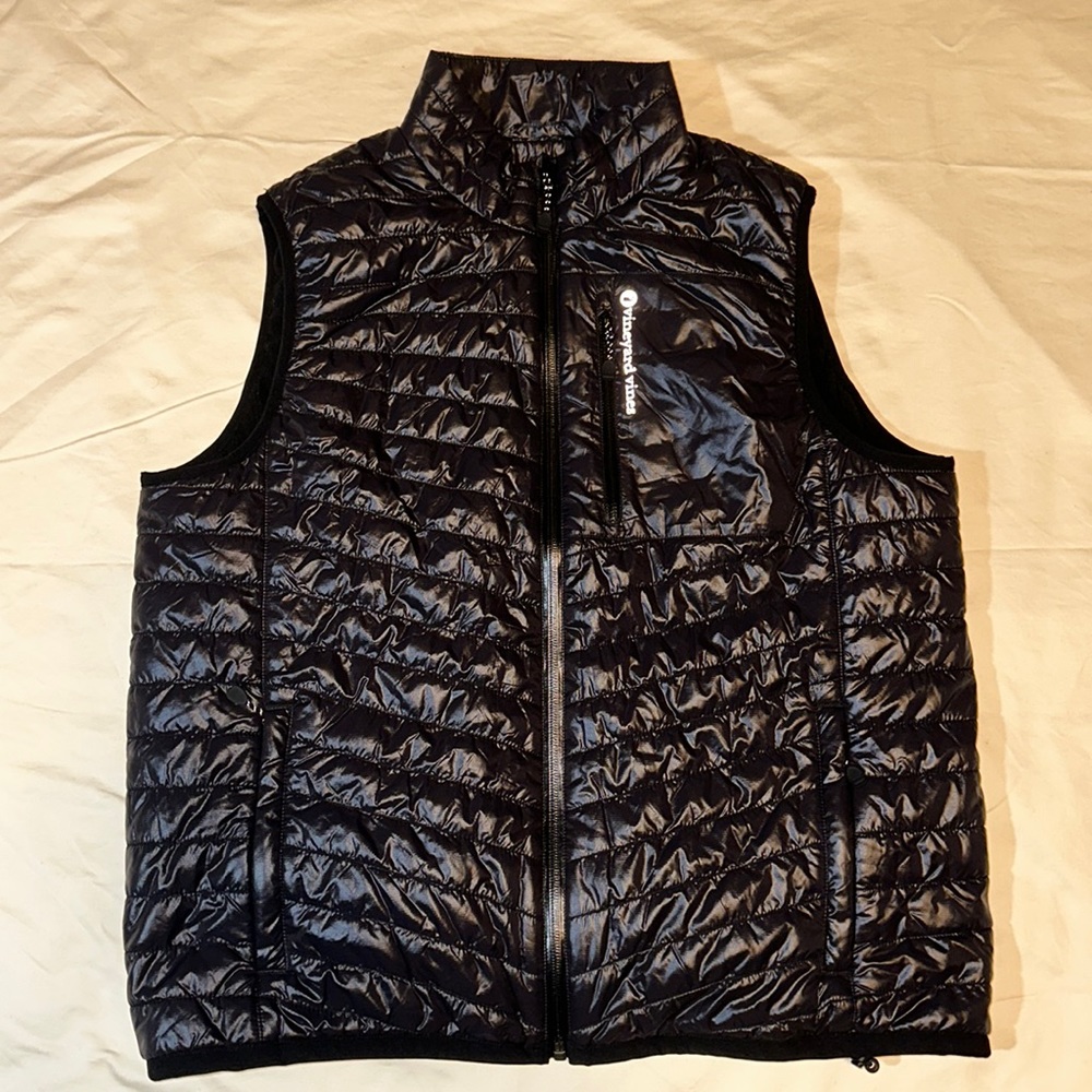 Vineyard Vines Performance Packable Black Puffer Vest Jacket Size L